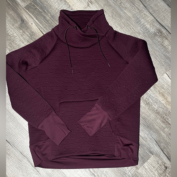 Athleta Quilted Funnel Neck Pullover Sweatshirt - Size Small, Burgundy - Picture 3 of 7